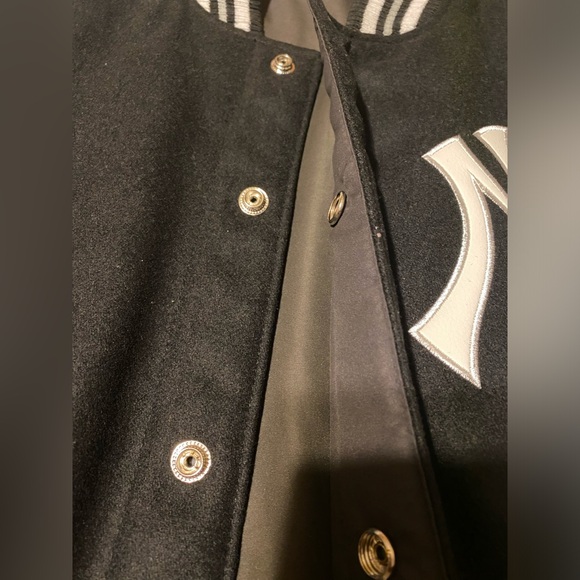 NEW YORK YANKEES MENS BLACK REVERSIBLE WOOL HEAVYWEIGHT JACKET - Picture 6 of 7